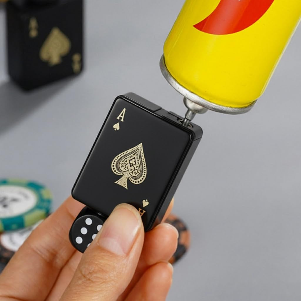 Cool Lighters, Jet Torch Lighter, Ace Card Lighters, Toker Poker and Dice Design Lighter, Butane Refillable for Outdoor, Indoor, Camping, BBQ, Candle, Birthday, Gift (Fuel Not Included)
