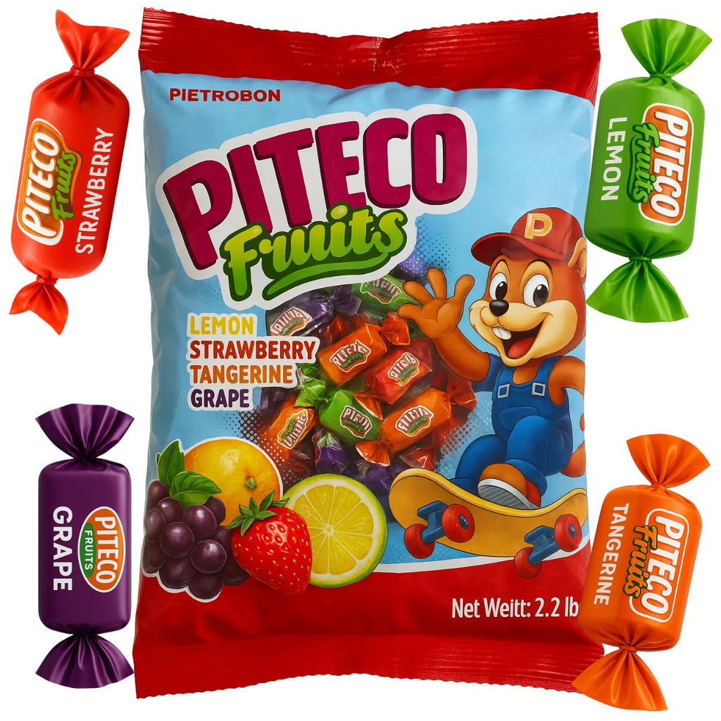 Fruits Assorted Candy Bag 35Oz (2.2Lb) – Individually Wrapped Soft Candy Variety Pack, Strawberry, Lemon, Grape, Tangerine Sweets, Halloween, Kids Snacks