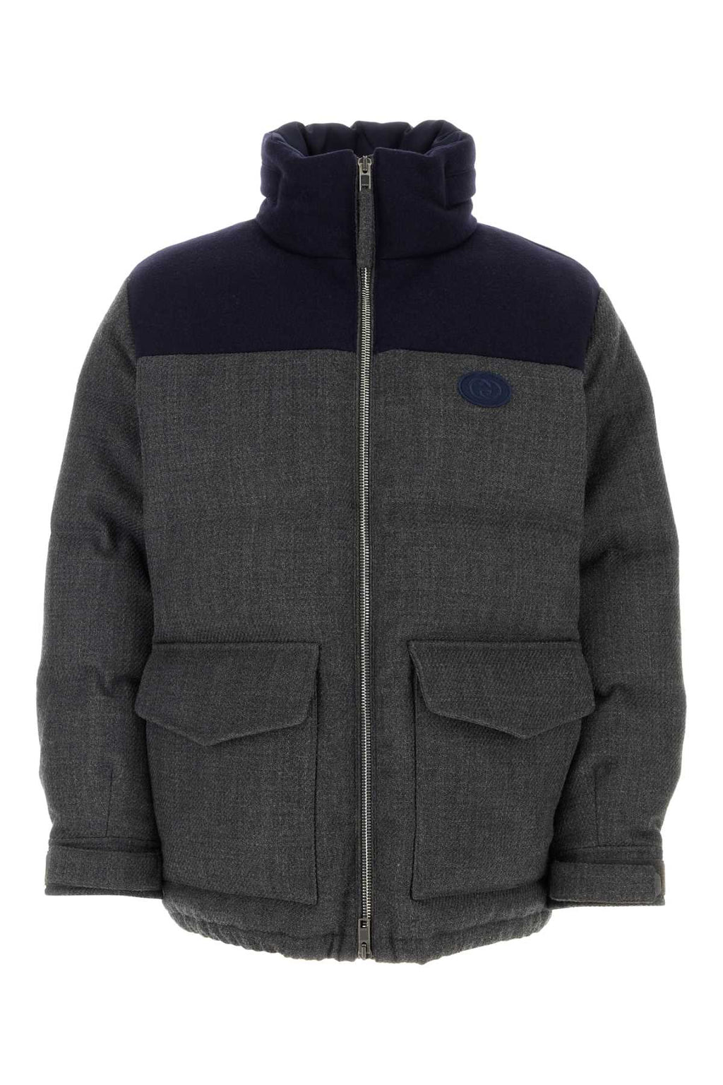 Gucci Men Dark Grey Wool Blend Down Jacket