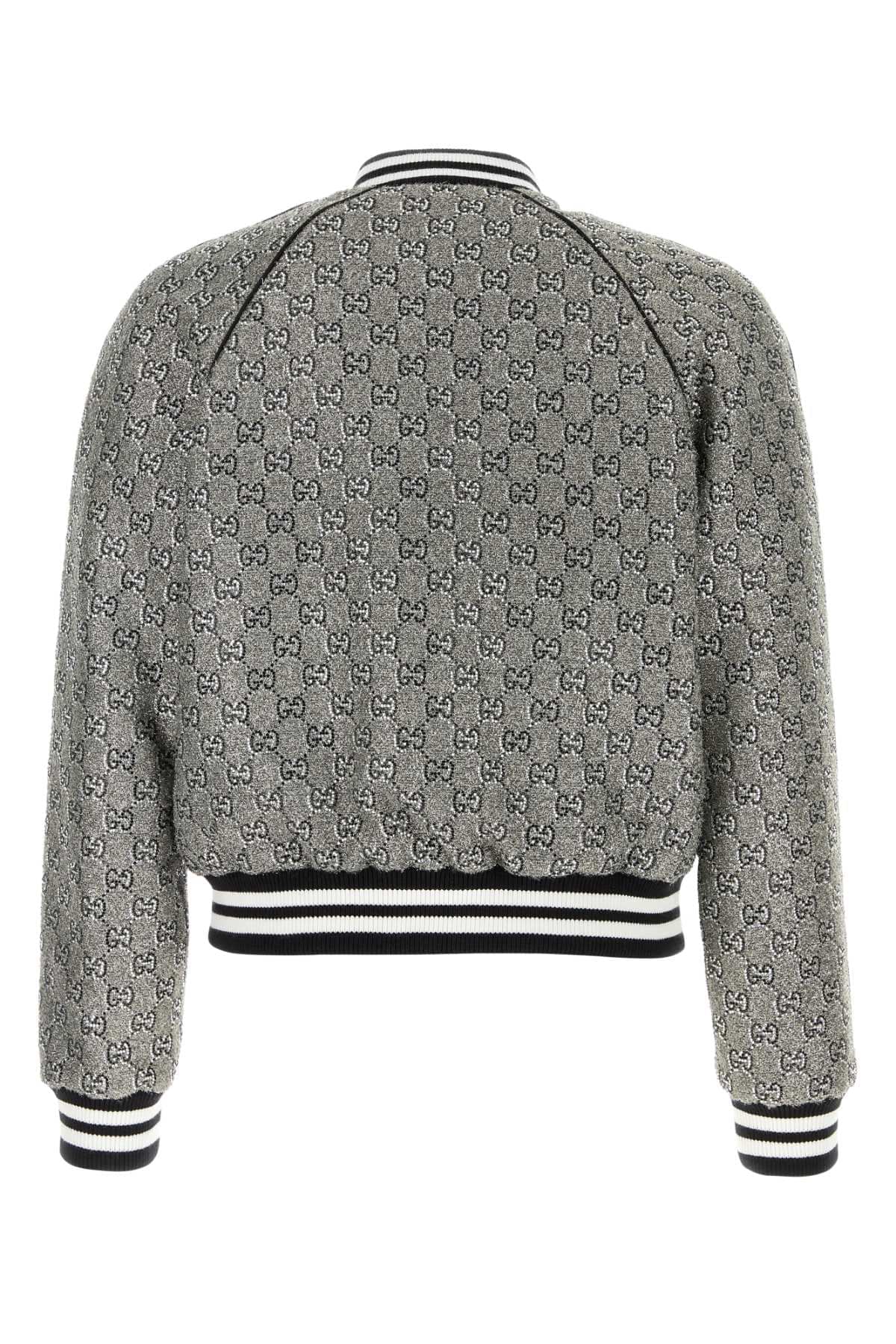 Gucci Men Embellished Tweed Bomber Jacket
