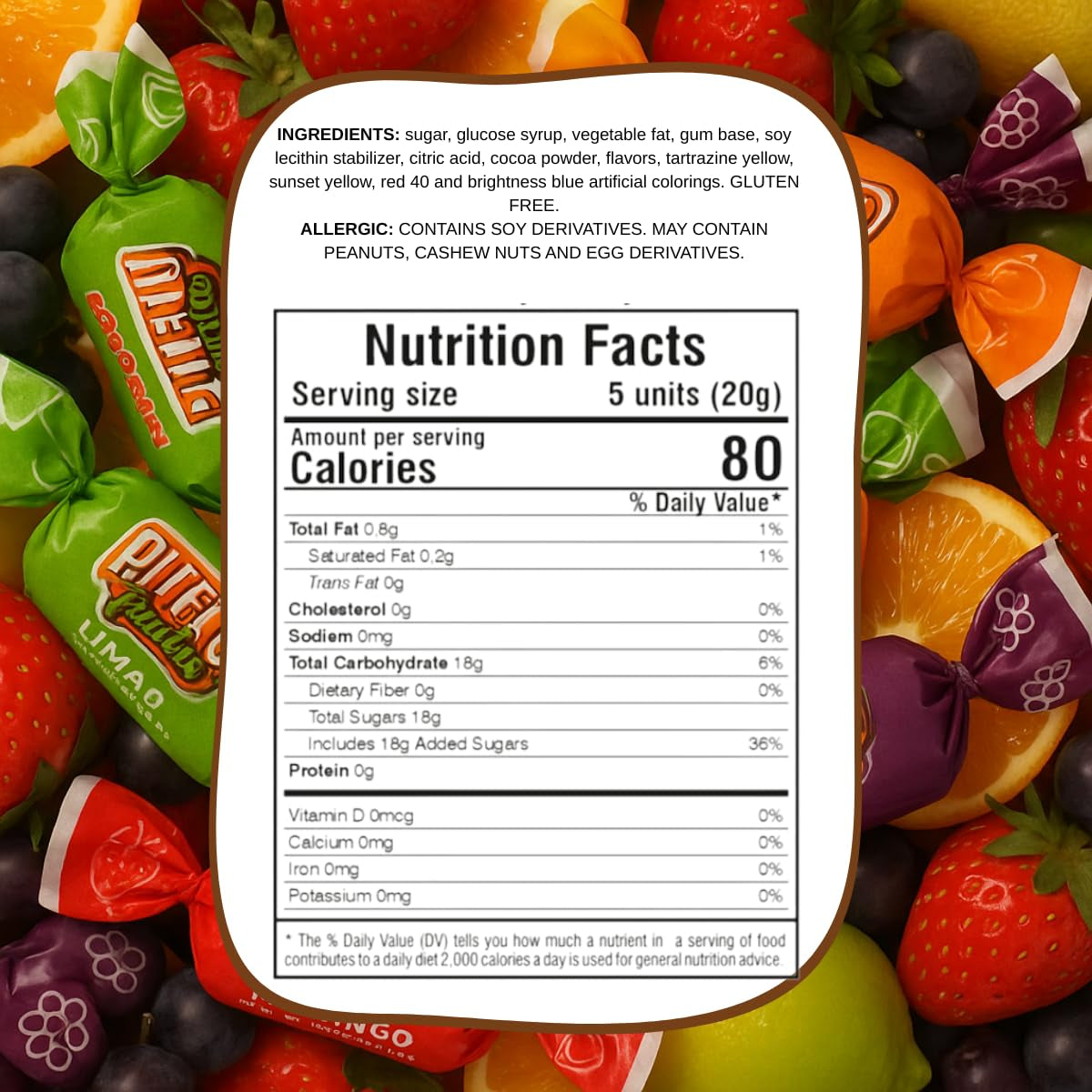 Fruits Assorted Candy Bag 35Oz (2.2Lb) – Individually Wrapped Soft Candy Variety Pack, Strawberry, Lemon, Grape, Tangerine Sweets, Halloween, Kids Snacks