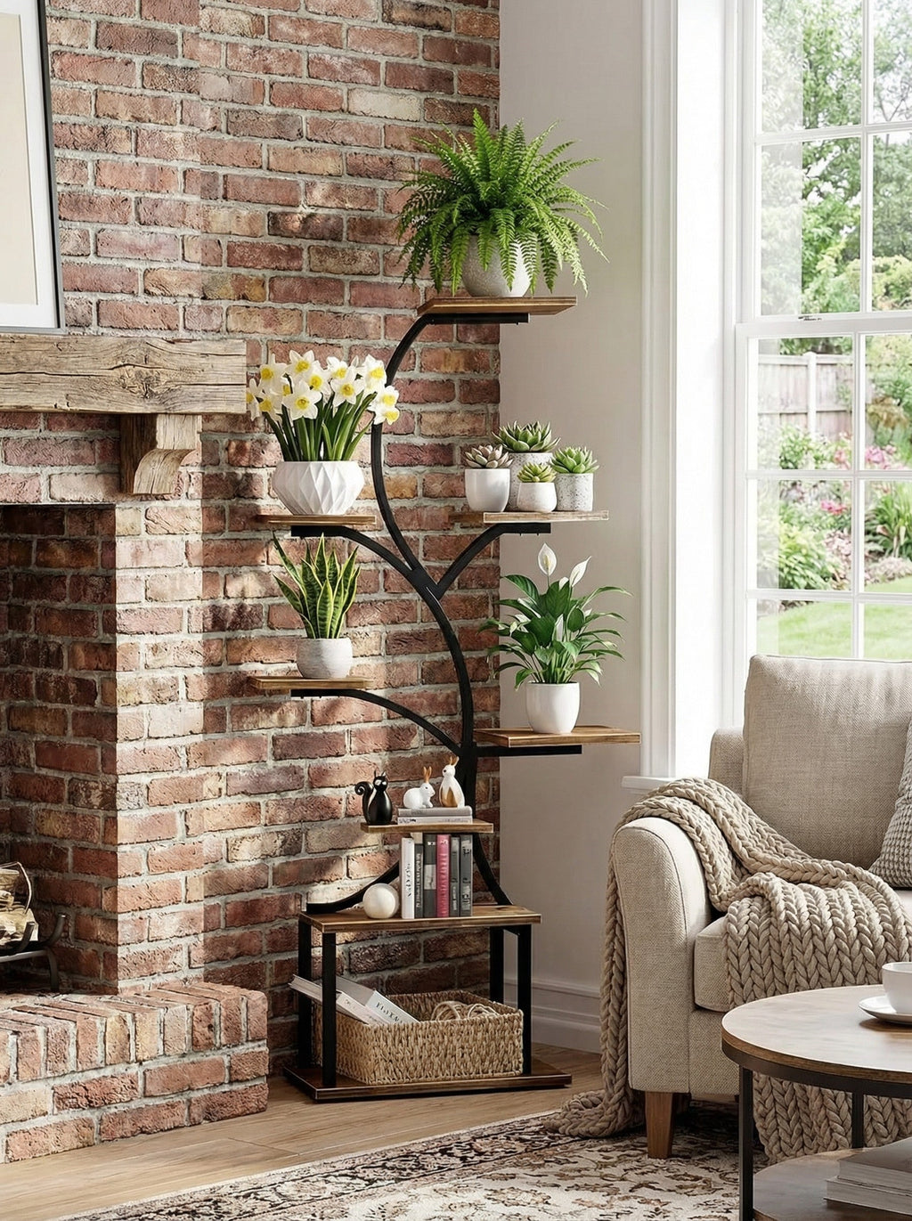 Metal 8-Tier Corner Plant Stand | Indoor Tree-Shape Plant Shelf