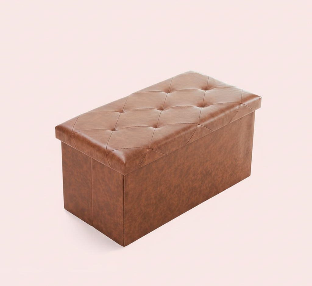 30/43" Folding Storage Ottoman Bench Heavy Duty Padded Seat Multi Size - Color