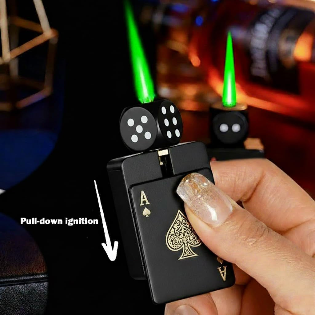 Cool Lighters, Jet Torch Lighter, Ace Card Lighters, Toker Poker and Dice Design Lighter, Butane Refillable for Outdoor, Indoor, Camping, BBQ, Candle, Birthday, Gift (Fuel Not Included)