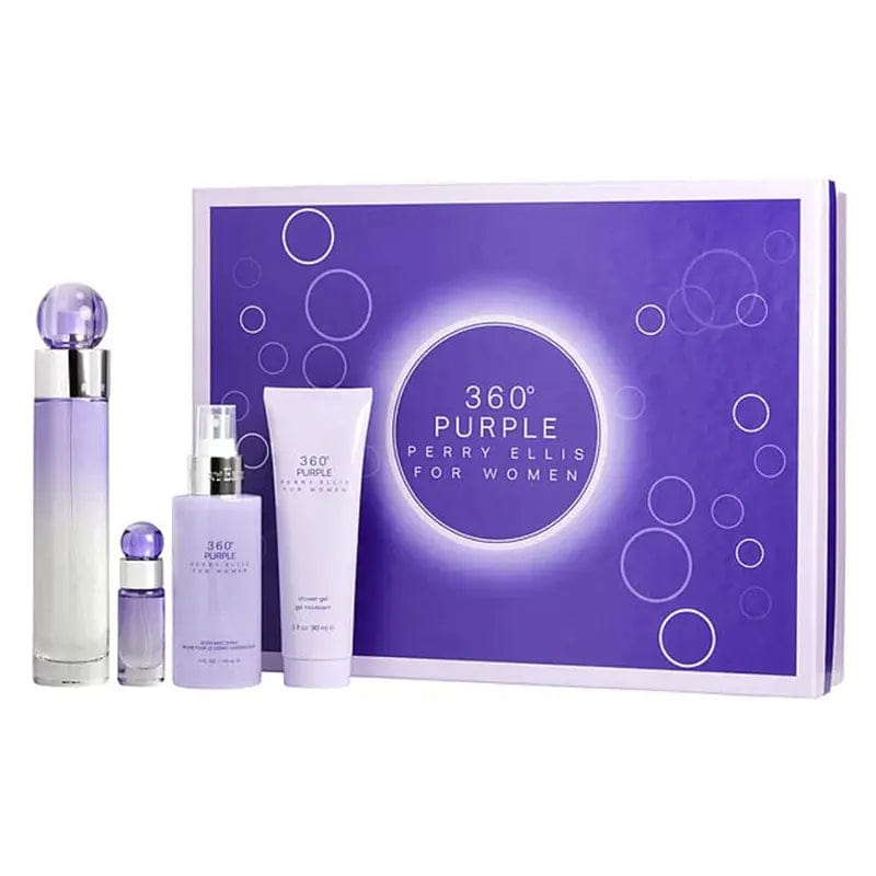 360° Purple By Perry Ellis For Women 4Pcs Set EDP Spray