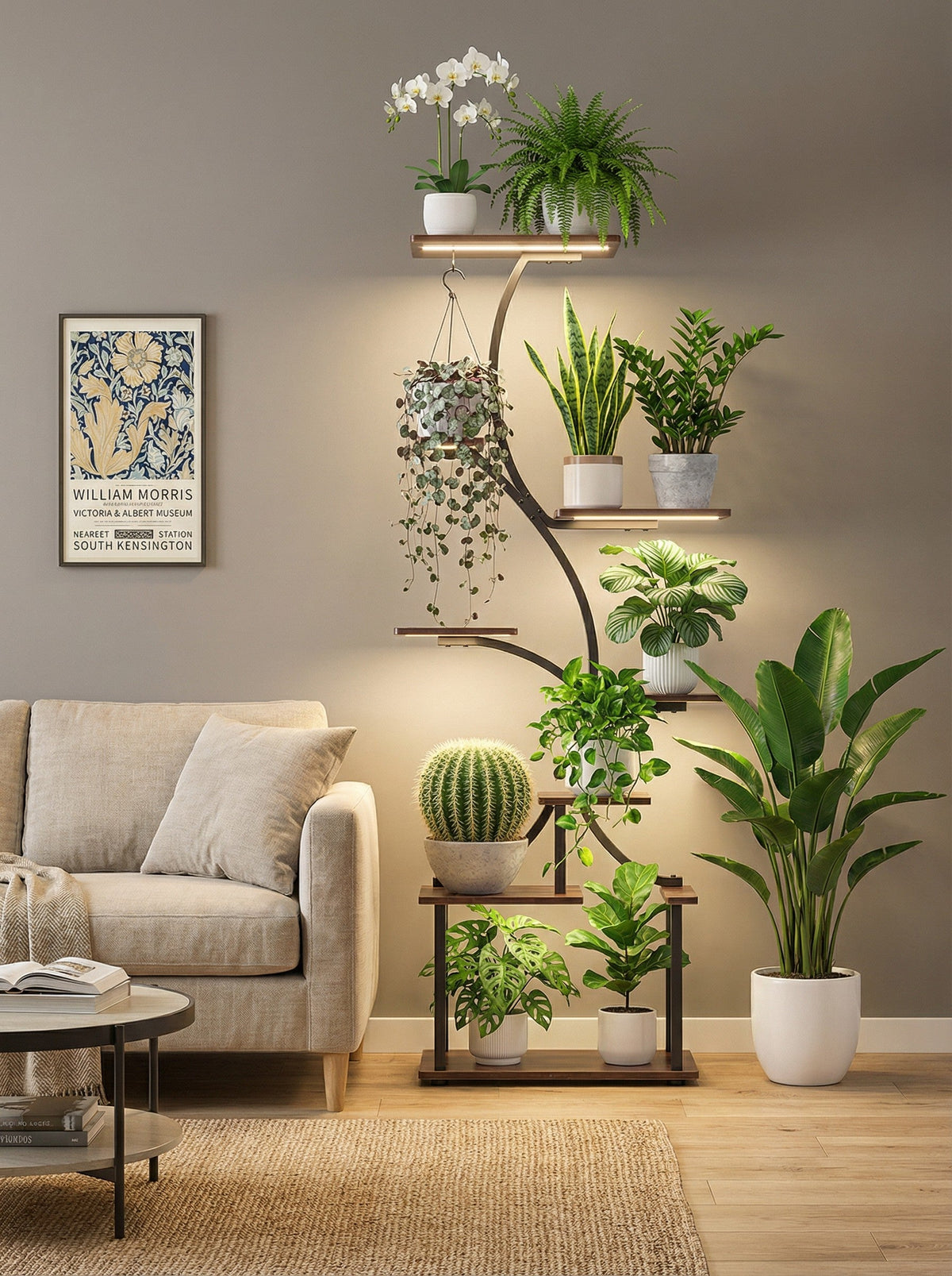 Metal 8-Tier Corner Plant Stand | Indoor Tree-Shape Plant Shelf