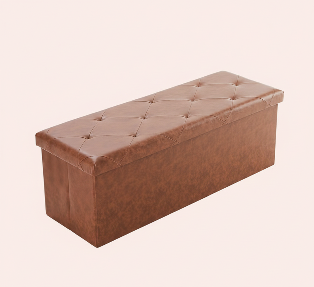 30/43" Folding Storage Ottoman Bench Heavy Duty Padded Seat Multi Size - Color