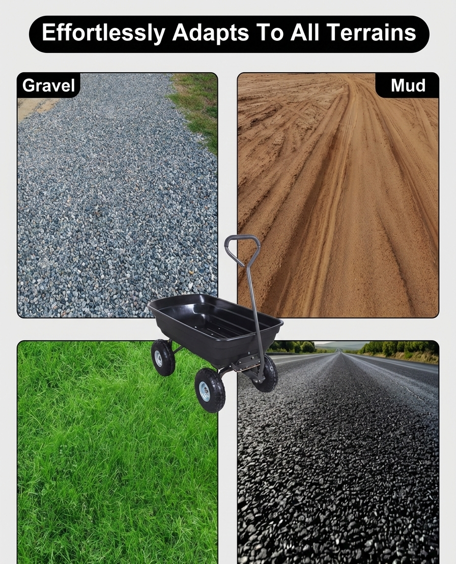 Heavy Duty Poly Garden Dump Cart – 600 lb Capacity, 10" Pneumatic Tires