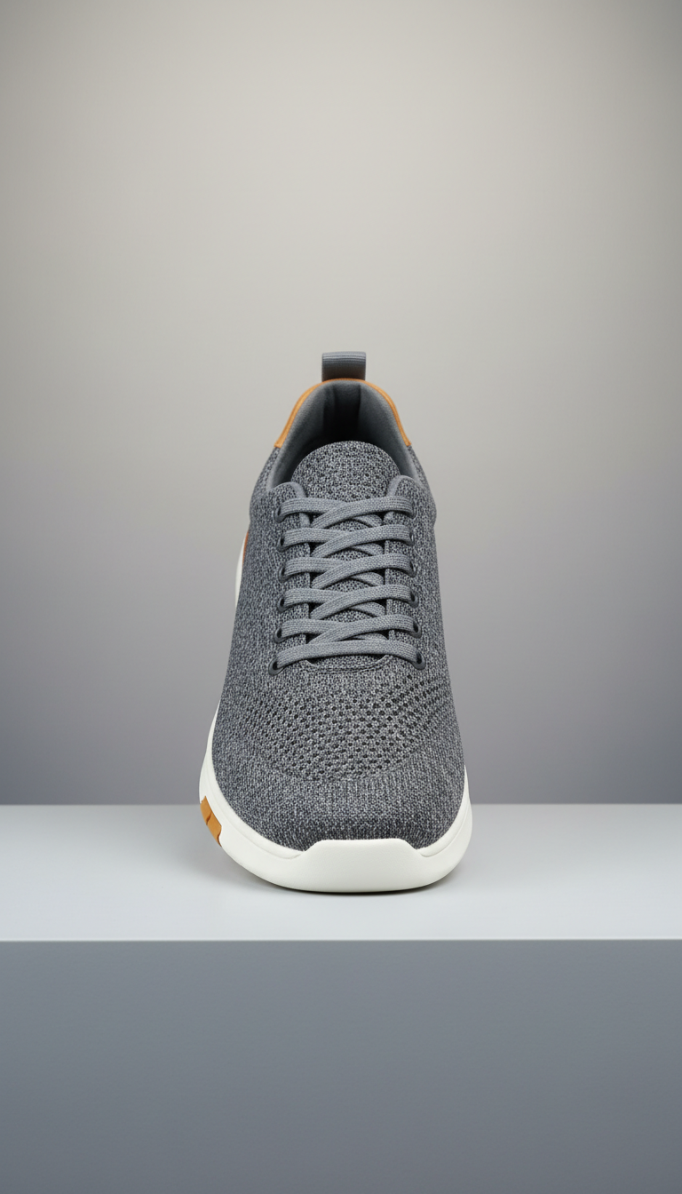 Graphite lace-up sneaker with adaptive mesh