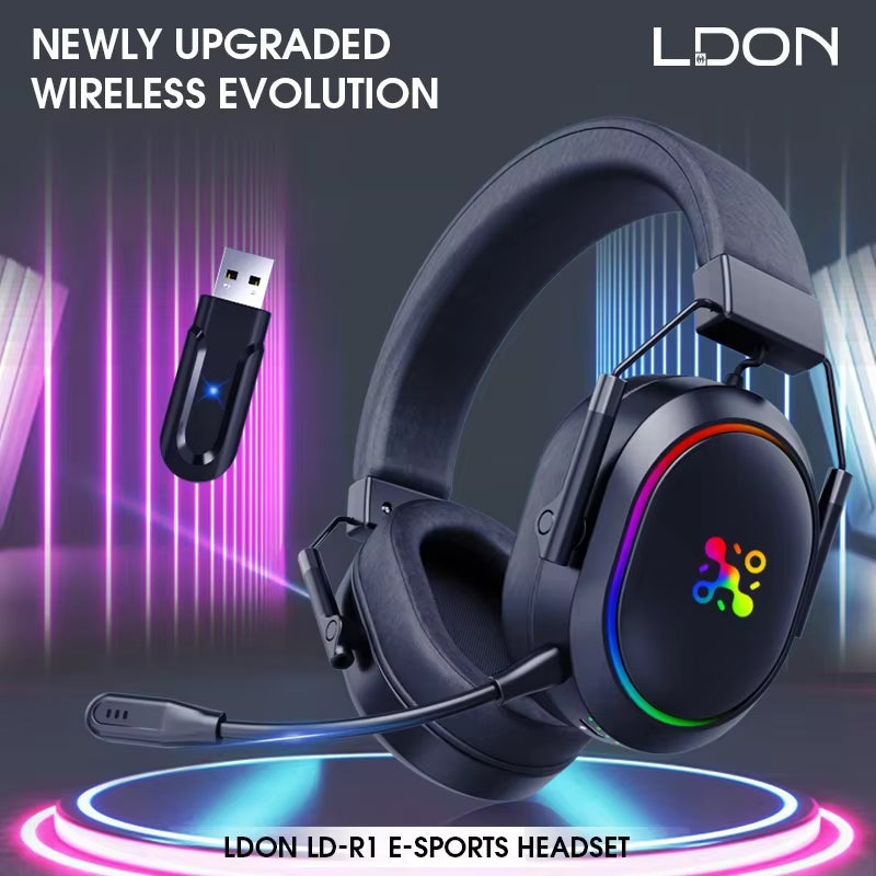 LDON F02 Pro 2.4Ghz for Over-Ear ANC Gaming Headphones with Surround Sound for Professional PC Gamers