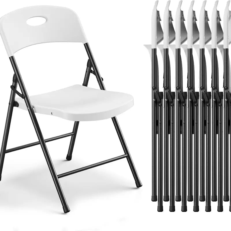 Heavy-Duty Plastic Foldable Chair,Heavy Duty Chairs,Ergonomic Back,Outdoor White Folding Chairs,Plastic Folding Chairs & Outdoor, Wedding, Party,Meeting Room, Patio and Garden, White,Dormessentials,Home Decor