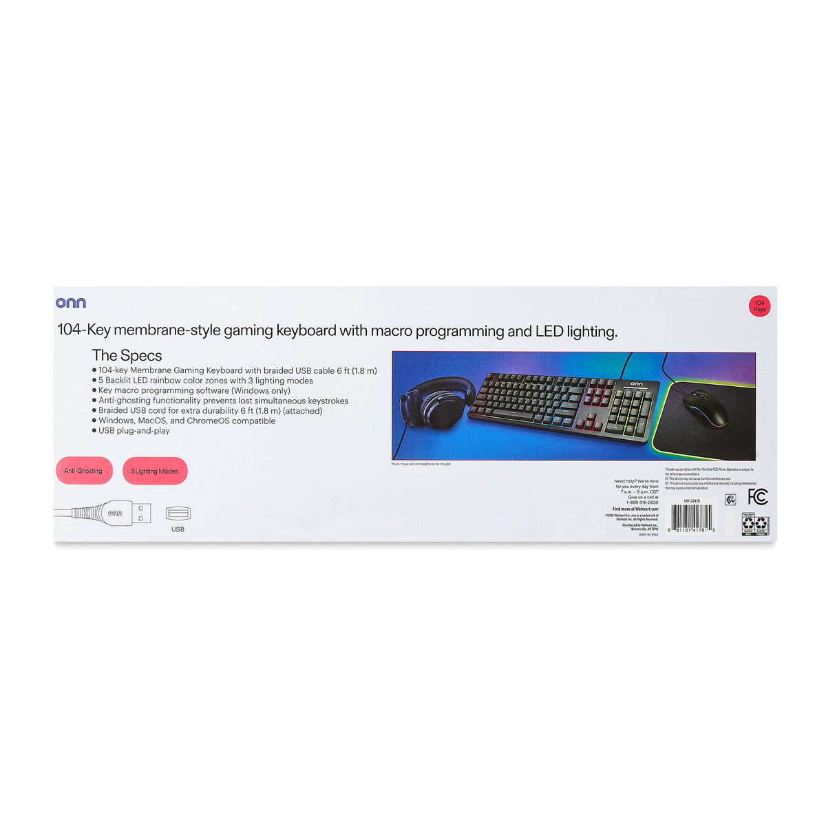 Wired LED Gaming Keyboard, Backlit, Gray