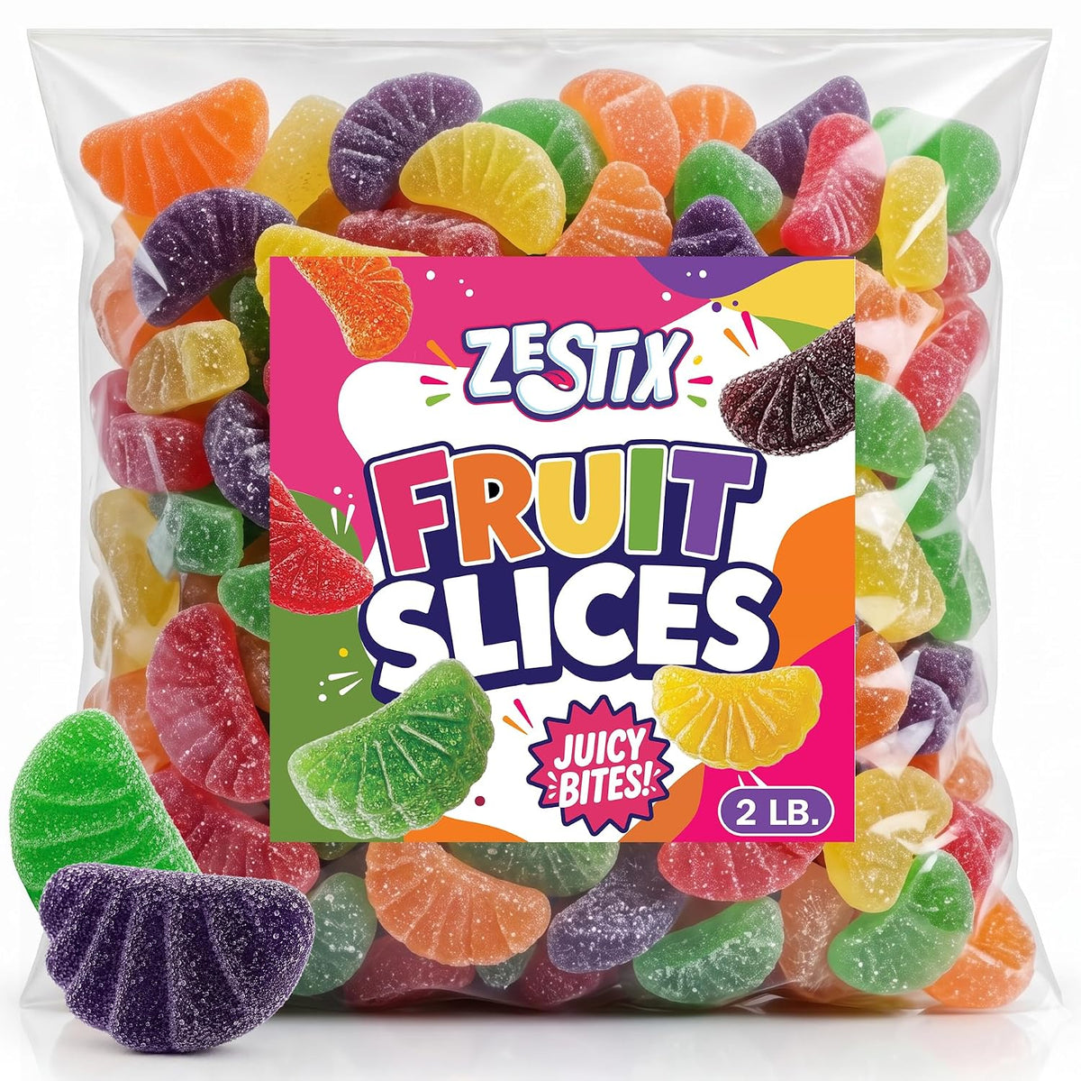 Assorted Fruit Slices Jelly Candy 2Lb Bulk Assorted Gummy Candy