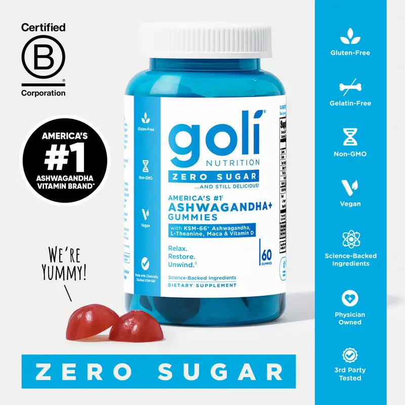Goli Zero Sugar Best Seller Trio – Daily Gut & Wellness Support with Pre, Post & Probiotics, Apple Cider Vinegar, Ashwagandha & L-Theanine Gummies