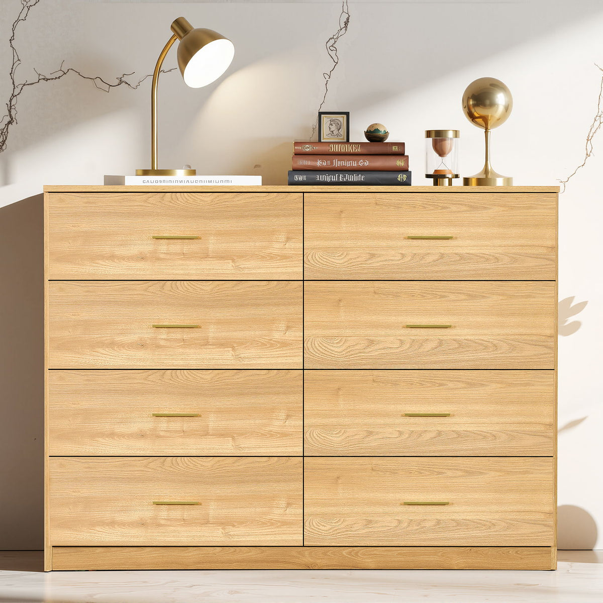 Modern Drawer Dresser For Bedroom, Ample Storage Wide Chest Of Drawers