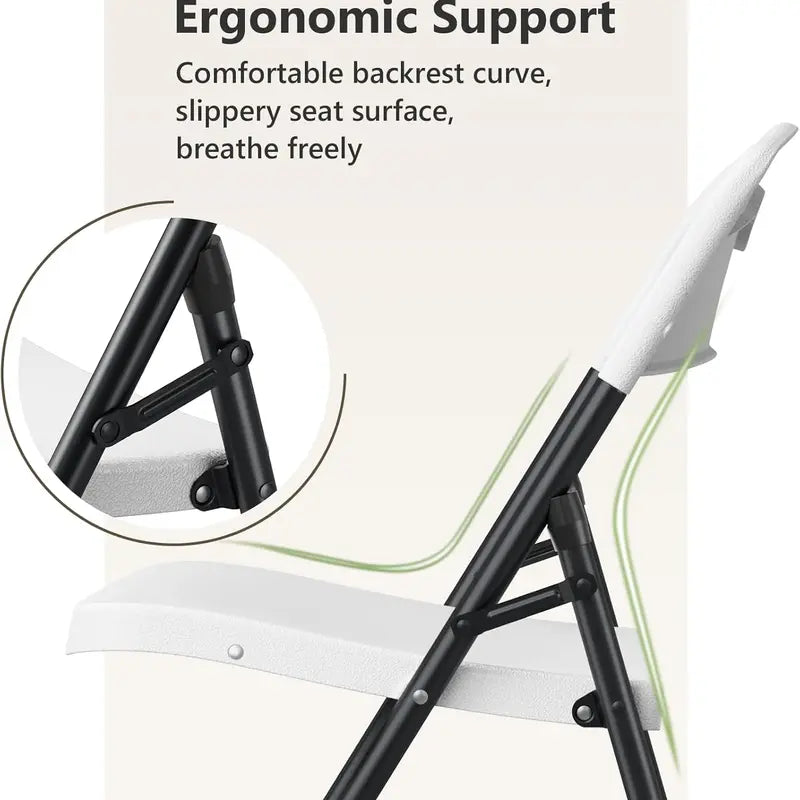 Heavy-Duty Plastic Foldable Chair,Heavy Duty Chairs,Ergonomic Back,Outdoor White Folding Chairs,Plastic Folding Chairs & Outdoor, Wedding, Party,Meeting Room, Patio and Garden, White,Dormessentials,Home Decor
