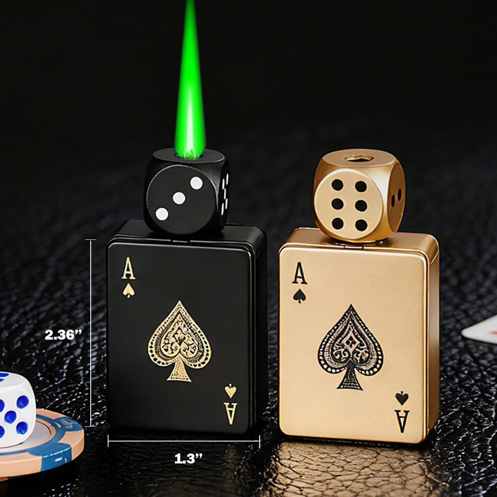 Cool Lighters, Jet Torch Lighter, Ace Card Lighters, Toker Poker and Dice Design Lighter, Butane Refillable for Outdoor, Indoor, Camping, BBQ, Candle, Birthday, Gift (Fuel Not Included)
