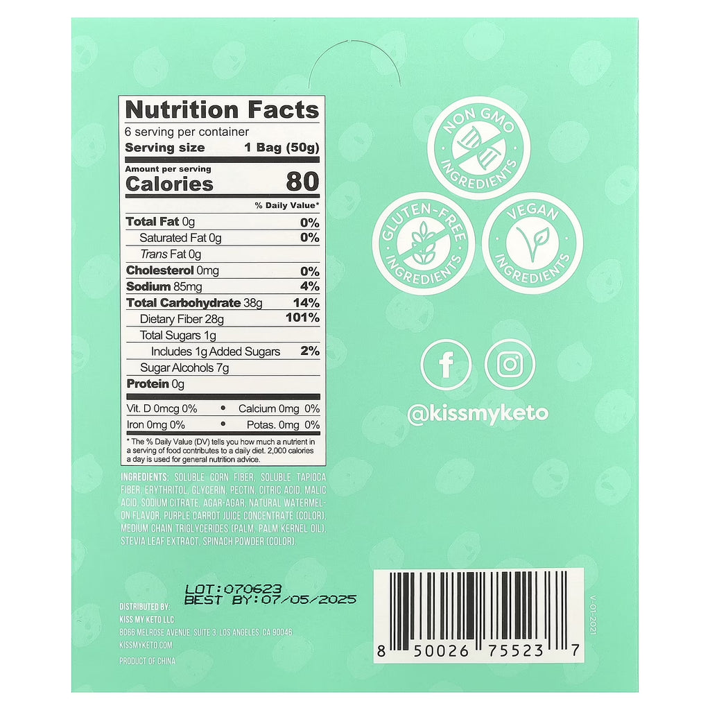 Gummy Candy, Watermelon Slices, 6 Bags, 1.76 Oz (50 G) Each