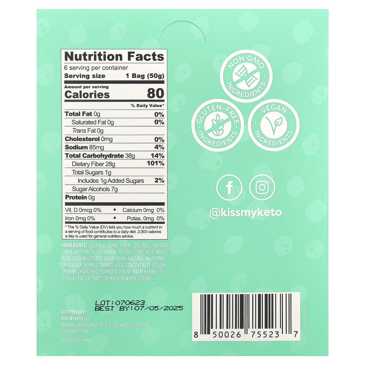 Gummy Candy, Watermelon Slices, 6 Bags, 1.76 Oz (50 G) Each
