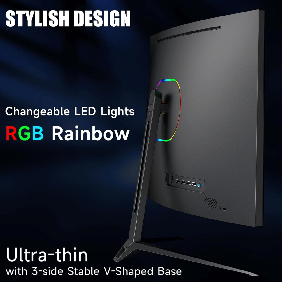 Norcent 27-Inch FHD VA Gaming Curved Monitor with Rainbow Lights