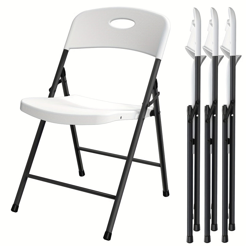 2/4/6 Pack White Plastic Folding Chairs Heavy Duty Metal Frame Indoor Outdoor