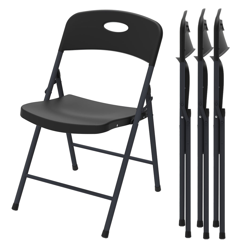 2/4/6 Pack White Plastic Folding Chairs Heavy Duty Metal Frame Indoor Outdoor