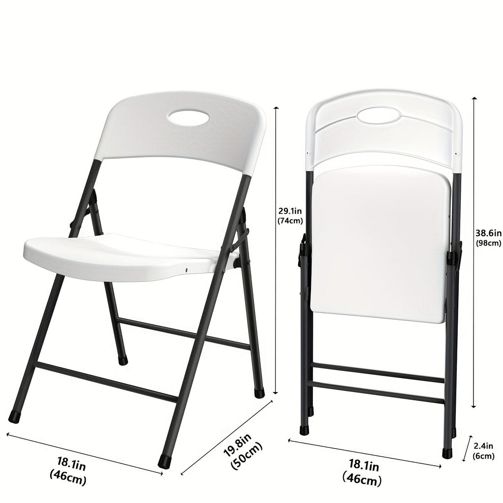2/4/6 Pack White Plastic Folding Chairs Heavy Duty Metal Frame Indoor Outdoor