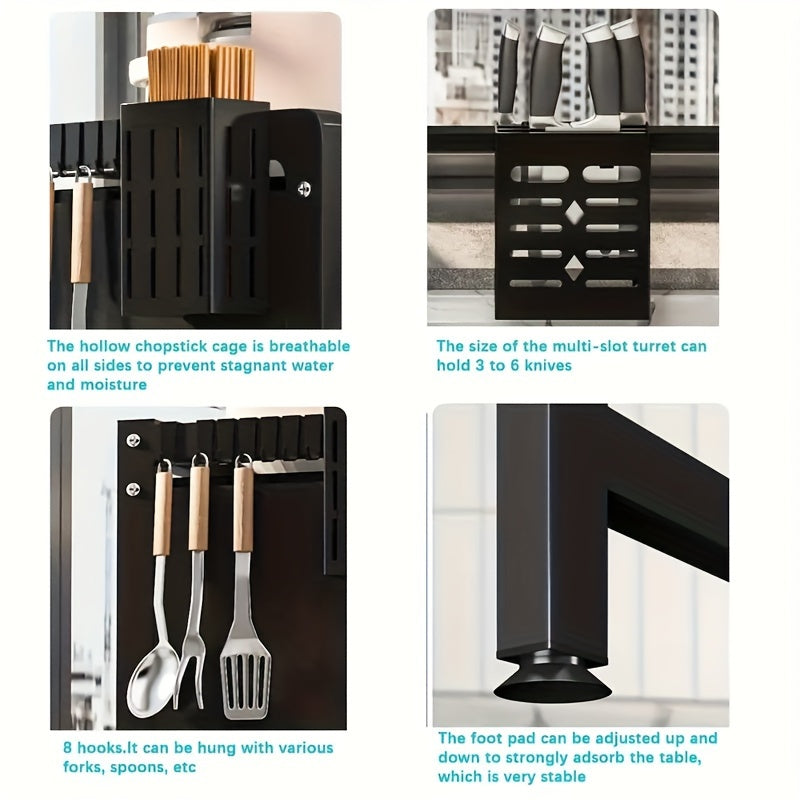 Over Sink Dish Drying Rack 1 Tier Kitchen Organizer Dustproof Storage Shelf