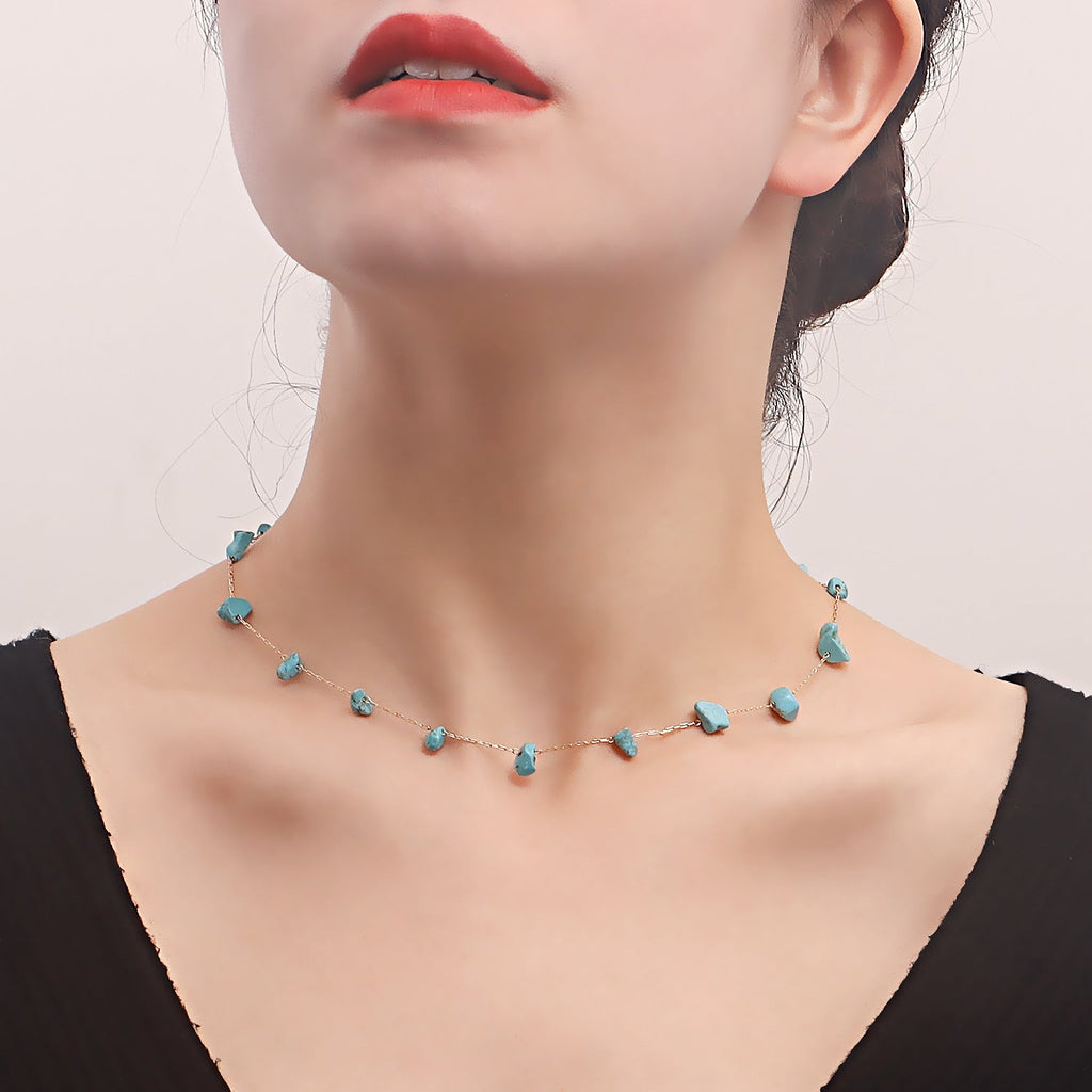 Beach Colorful Natural Irregular Stone Necklace