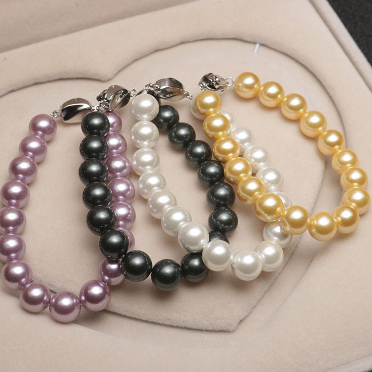 Elastic Beaded Shell Pearl Bracelet