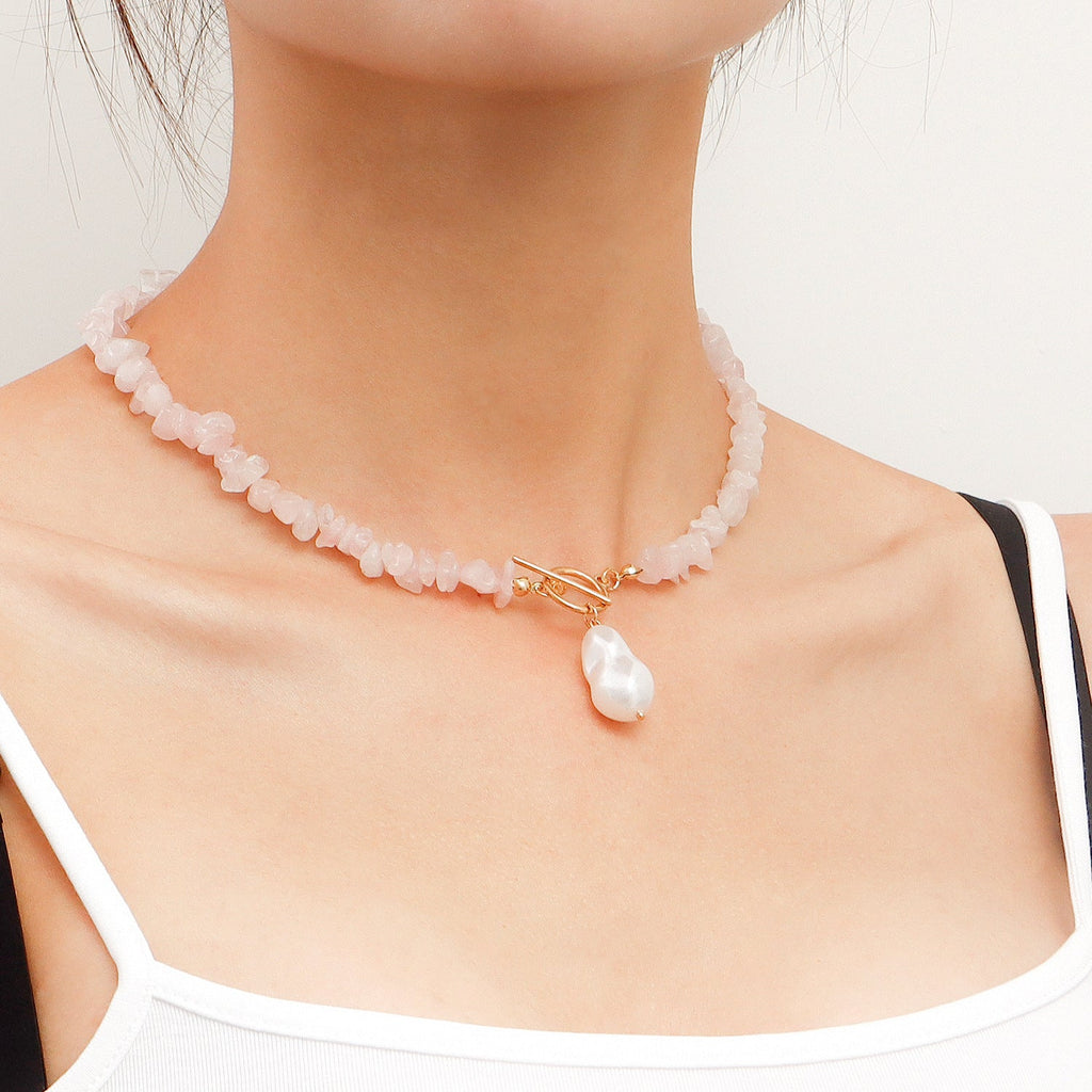 Natural Gravel Gemstone OT Buckle Necklace