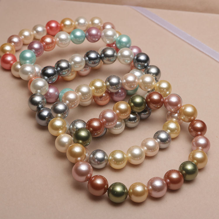 Elastic Beaded Shell Pearl Bracelet