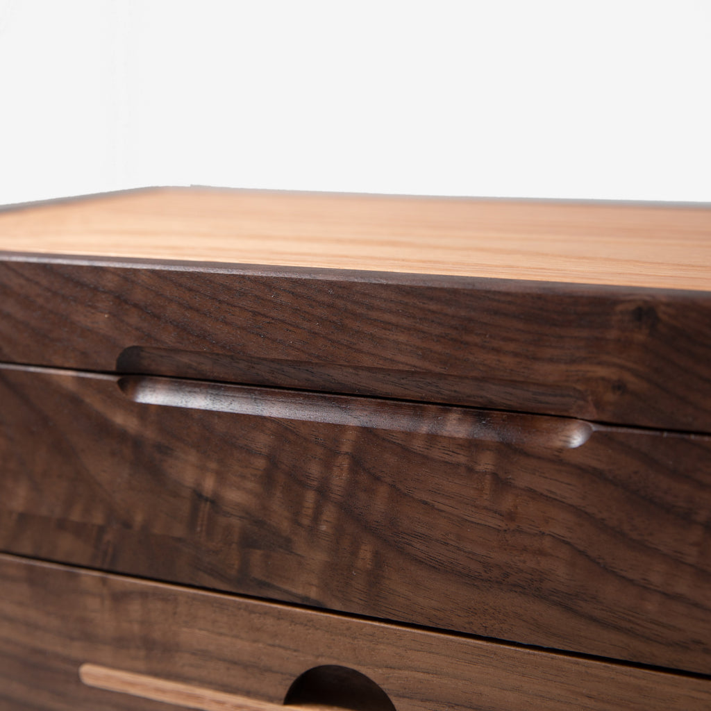 Watch Box with Drawer - Black Walnut and Oak - 12 to 16 Watch Compartments