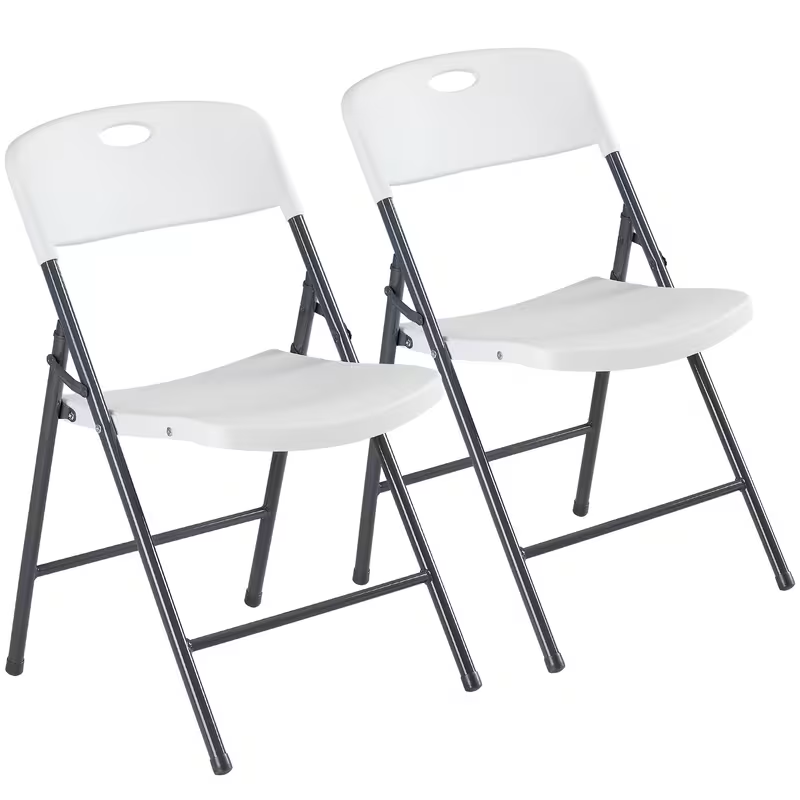 2/4/6 Pack White Plastic Folding Chairs Heavy Duty Metal Frame Indoor Outdoor