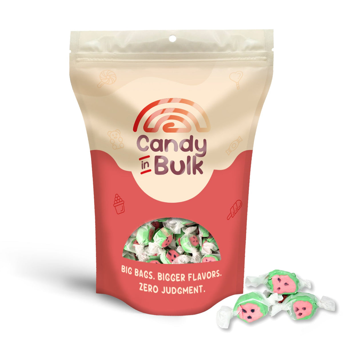 Salt Water Taffy Candy – Watermelon – Bulk Value Bag
