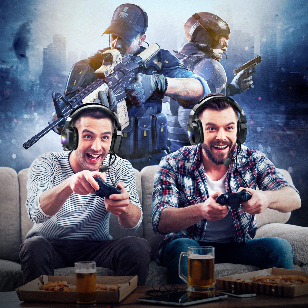 K8 Wired Gaming Headphones with Flexible HD Mic RGB Lighting Effect Over-Ear Wired Headset Gamer for PC Gaming Xbox