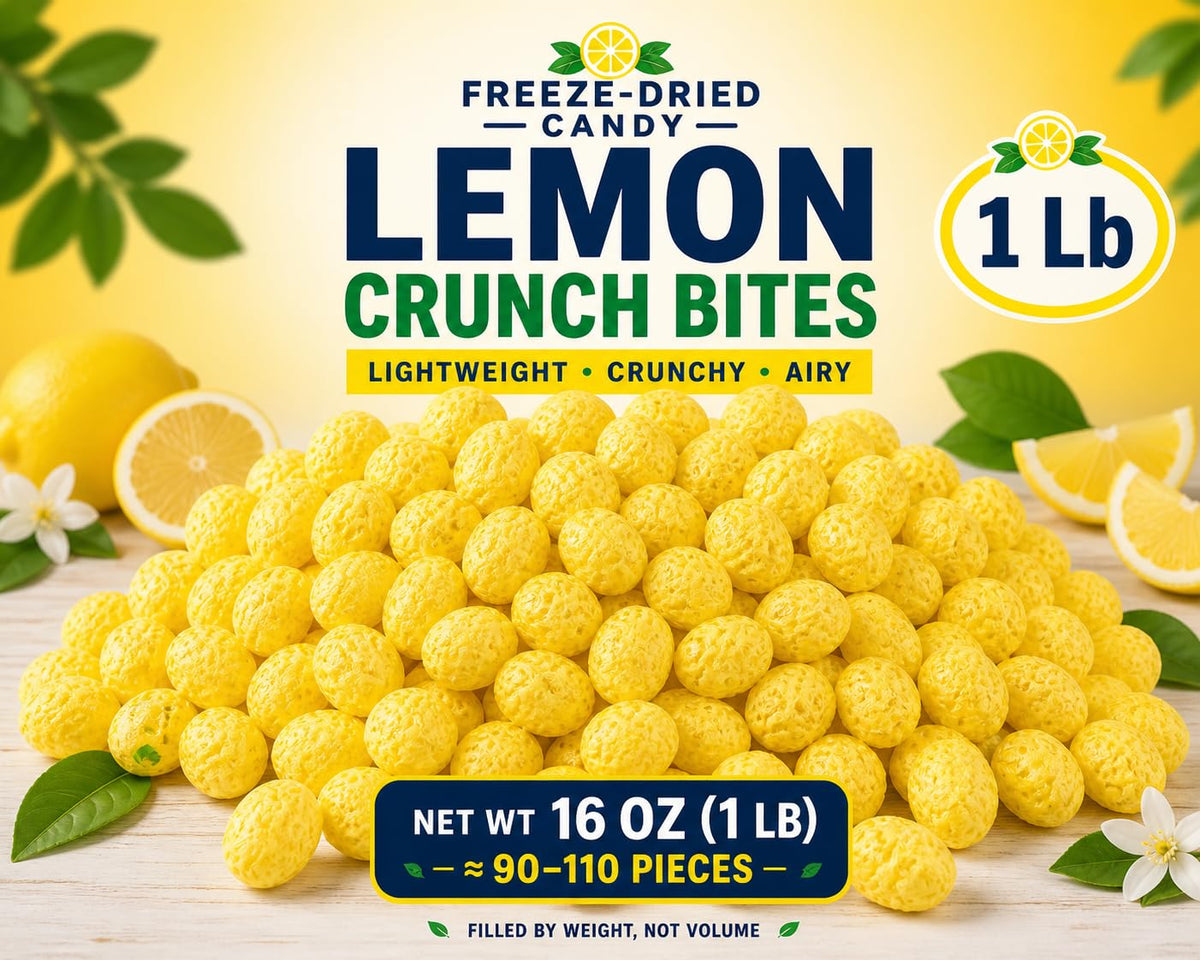 Freeze Dried Candy Lemon Drops, 16 Oz (1Lb) Crunchy Lemon Snacks, Light, Crispy & Delicious Flavored Snack