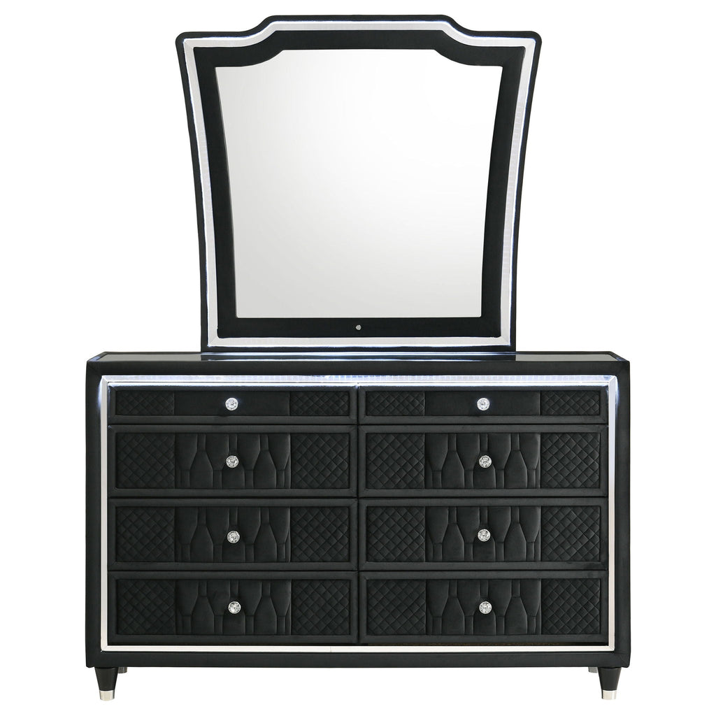 Lorient 8-drawer LED Dresser with Mirror Black