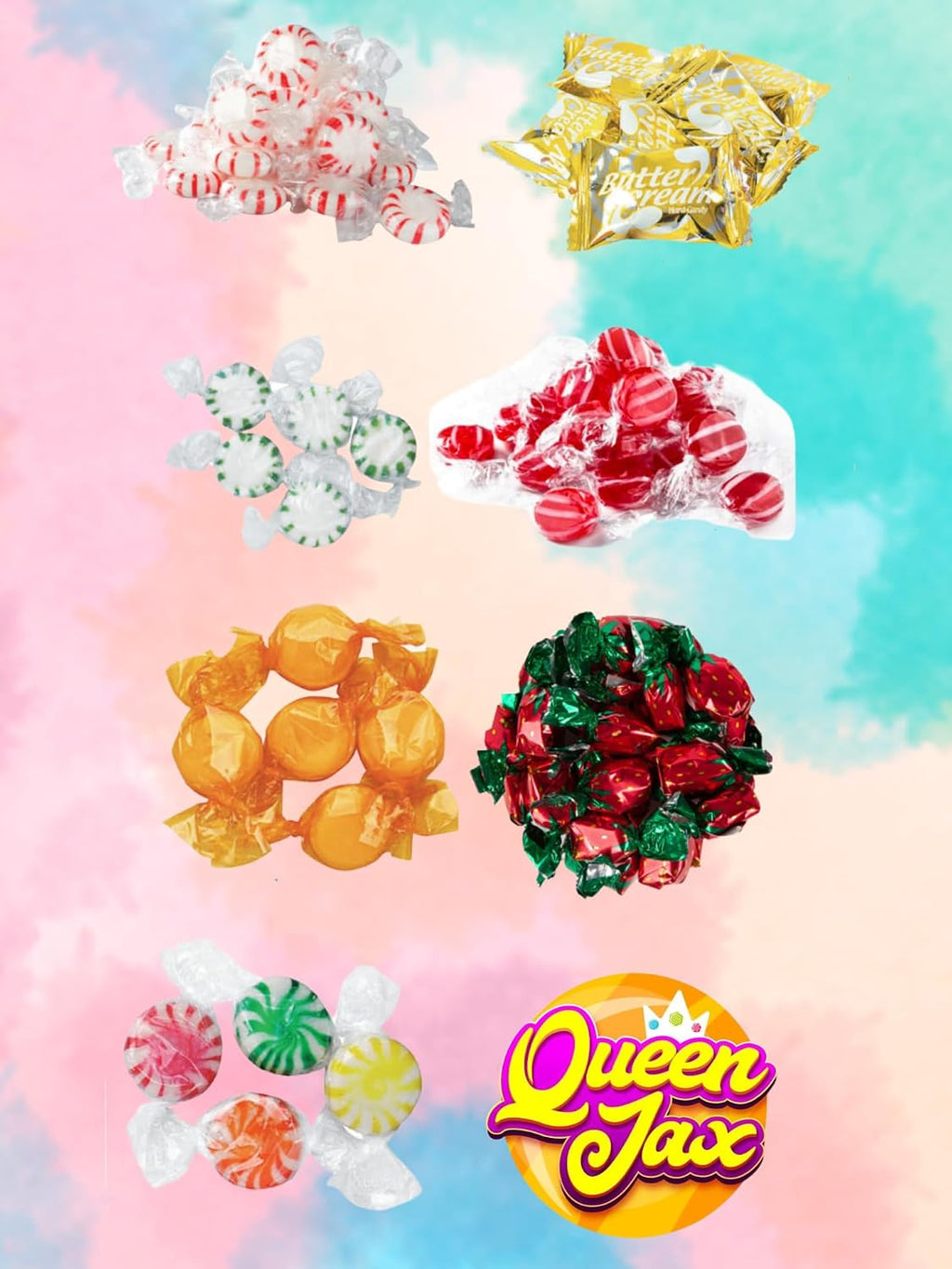 Bulk Hard Candy Individually Wrapped - 4 Lb Hard Candy Mix, Perfect for Parties, Holidays, and Candy Bowls - Peppermint Candy, Butterscotch Candy, Cinnamon Disks, Fruit Hard Candy, and More