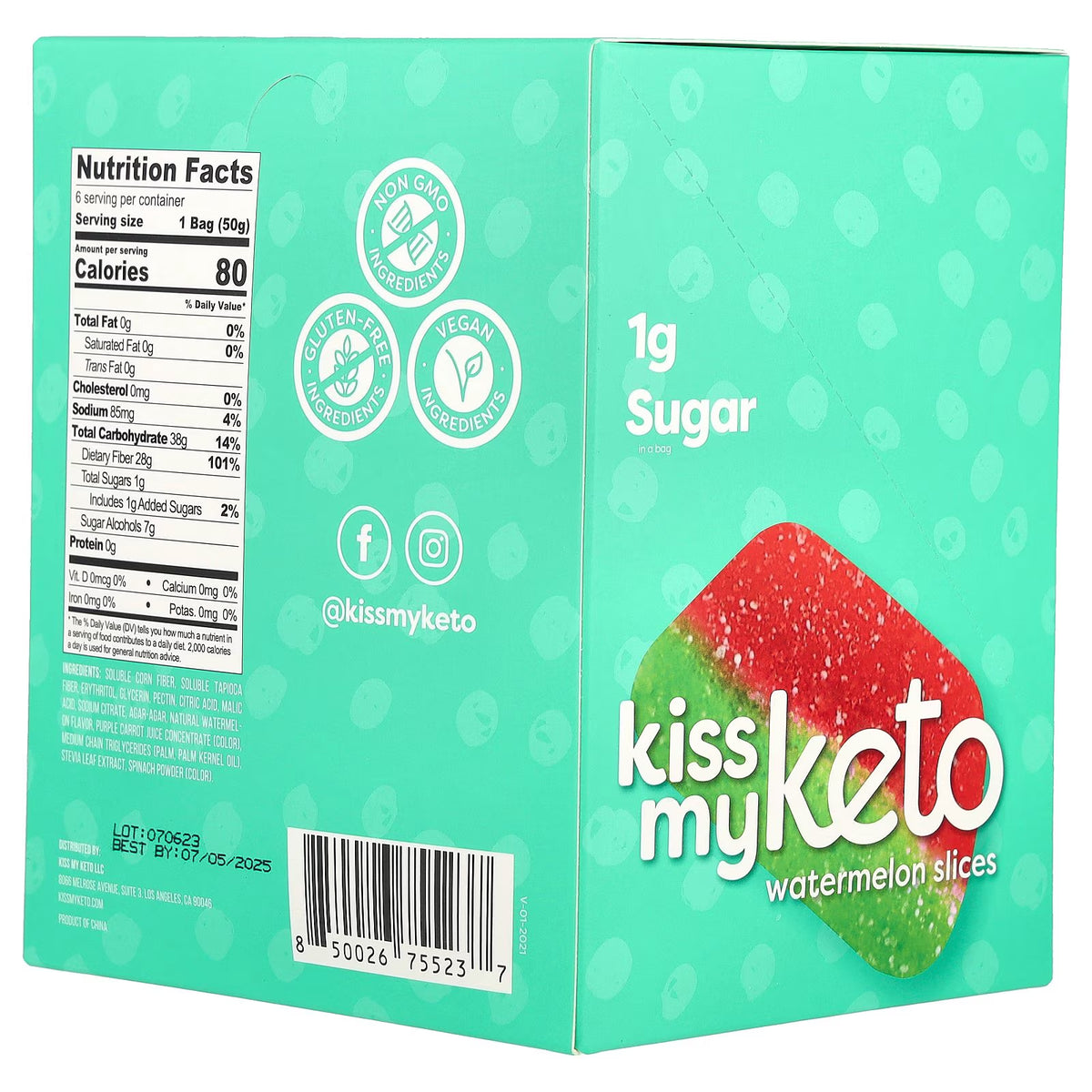 Gummy Candy, Watermelon Slices, 6 Bags, 1.76 Oz (50 G) Each