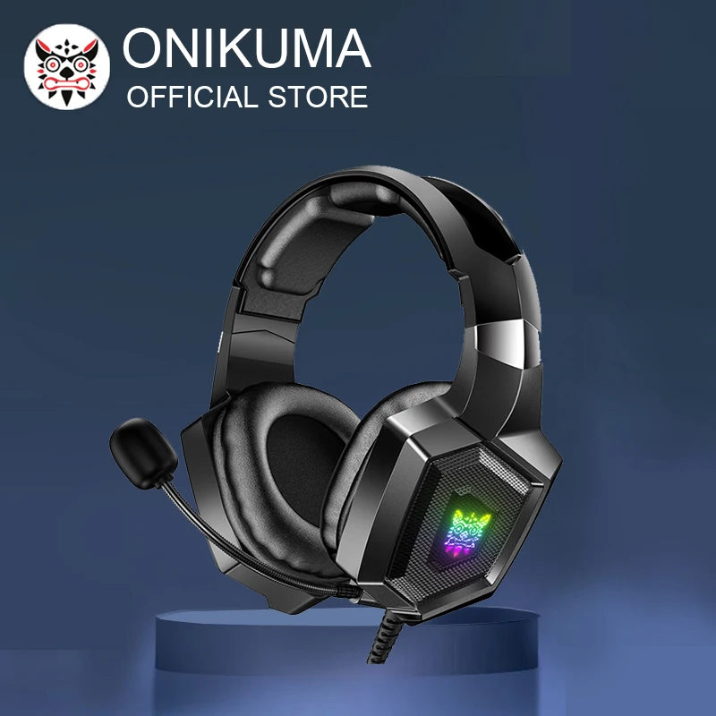 K8 Wired Gaming Headphones with Flexible HD Mic RGB Lighting Effect Over-Ear Wired Headset Gamer for PC Gaming Xbox