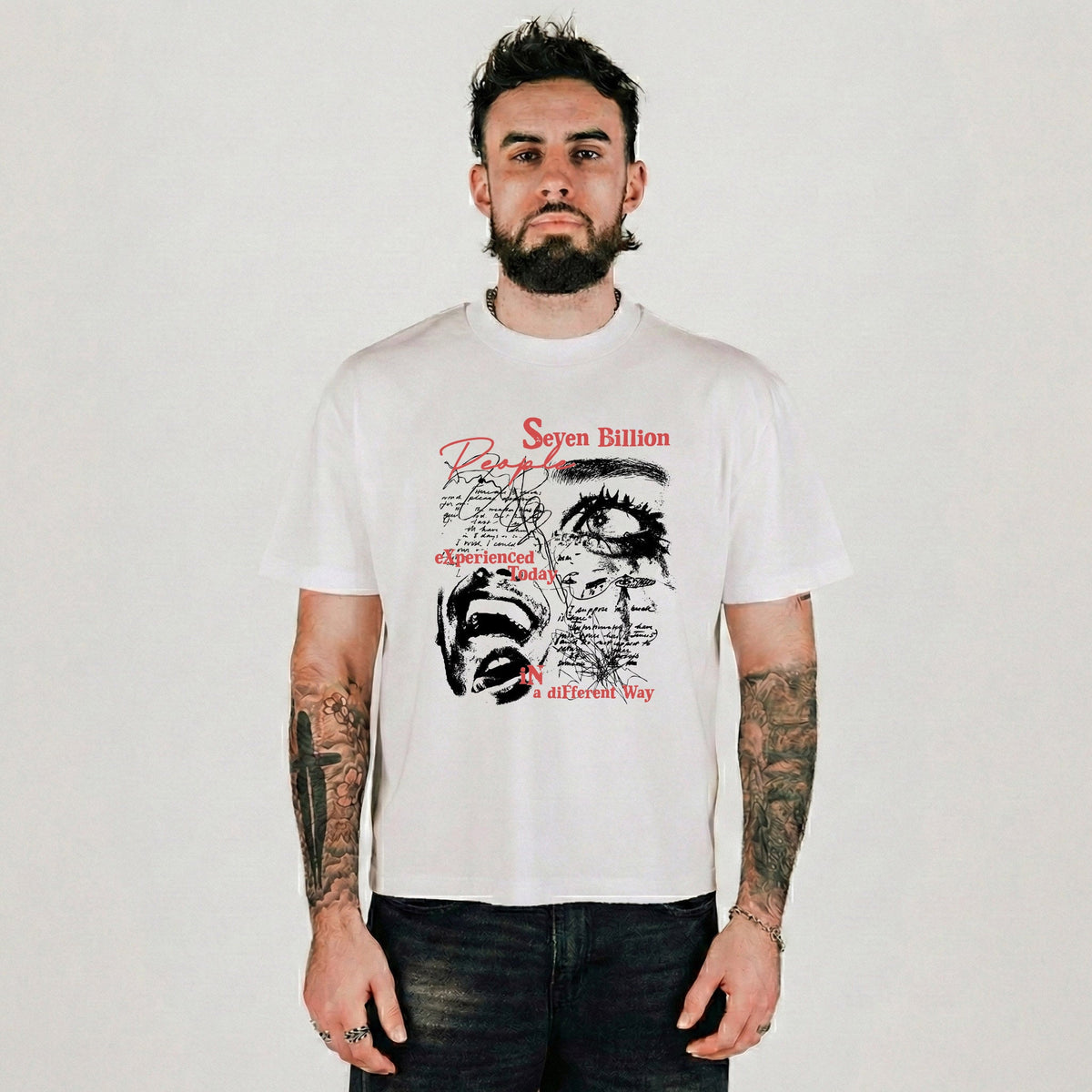 Compliments Seven Billion People White Vintage Shirt