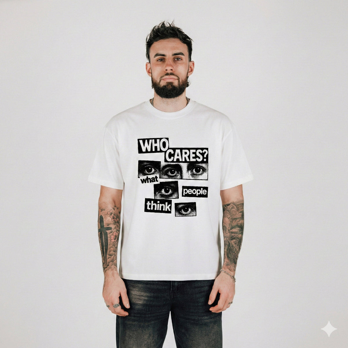 Compliments Who Cares White Vintage Shirt