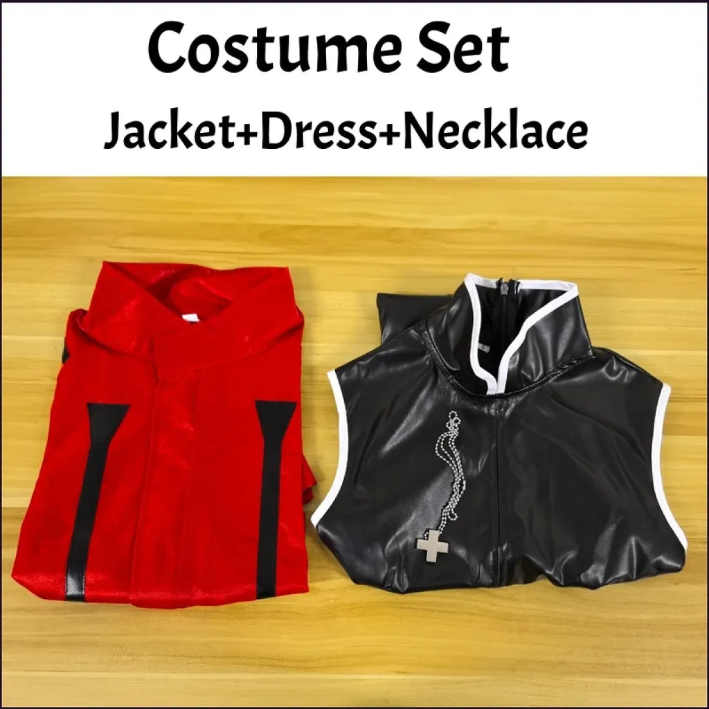 Misato Katsuragi EVA Cosplay Set – Red Jacket & Black Dress Costume