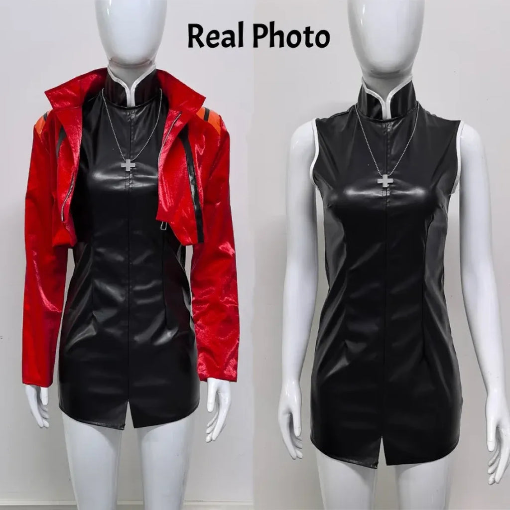 Misato Katsuragi EVA Cosplay Set – Red Jacket & Black Dress Costume