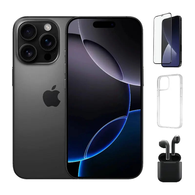 Refurbished Iphone 16 Pro Max (Unlocked)-Acceptable Condition with Case, Wireless Earbuds,Tempered Glass Screen Protector & 1 Year Warranty A3084