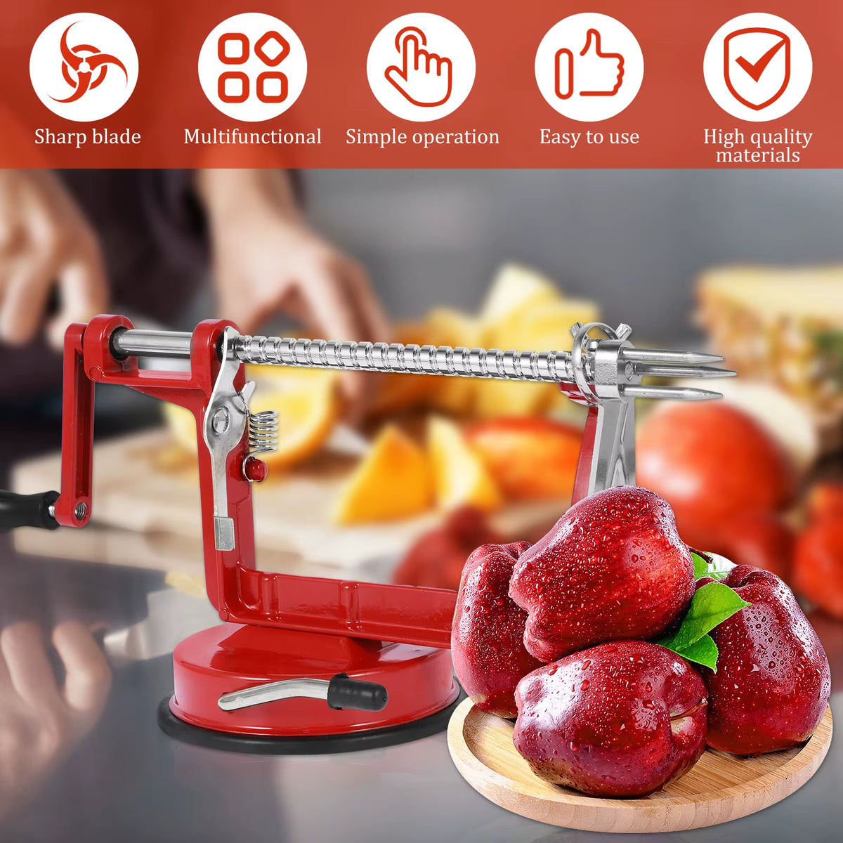 Apple Peeler Corer Stainless Core Slice Cutter Hand-Cranked Fruit Peeler Slicing Tool Kitchen Apple Potatoes Slicer Corer Cutter