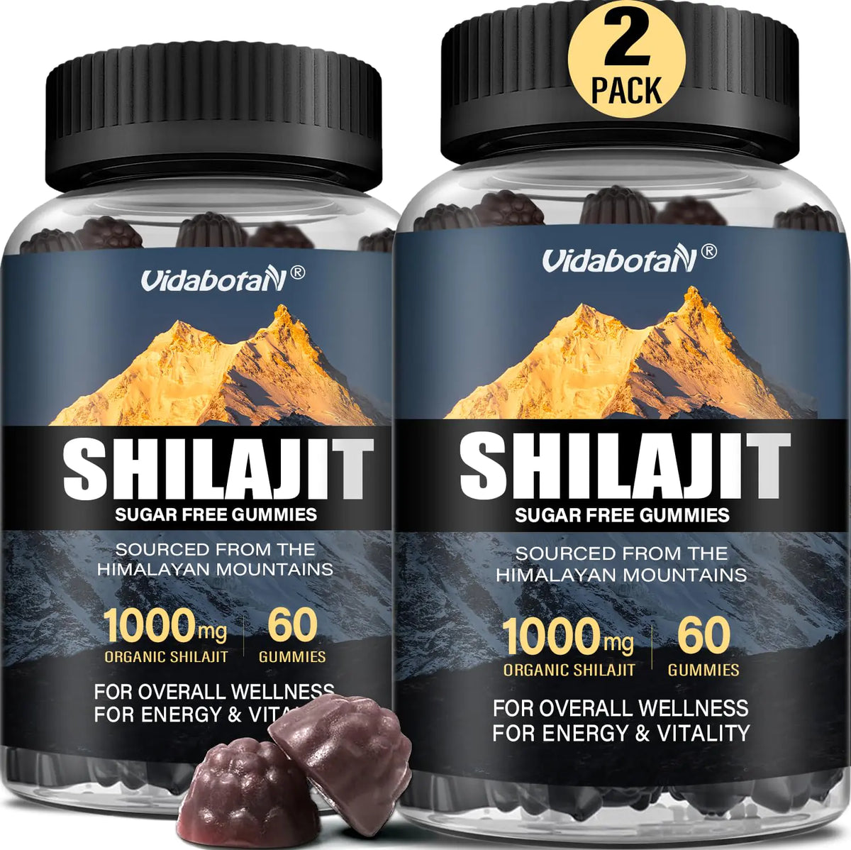 Sugar Free Shilajit Gummies 1000mg – Pure Shilajit Supplement for Men & Women – 85+ Trace Minerals & Fulvic Acid with Ashwagandha- Energy Brain Immunity –Mixed Berry Flavor120 Gummies