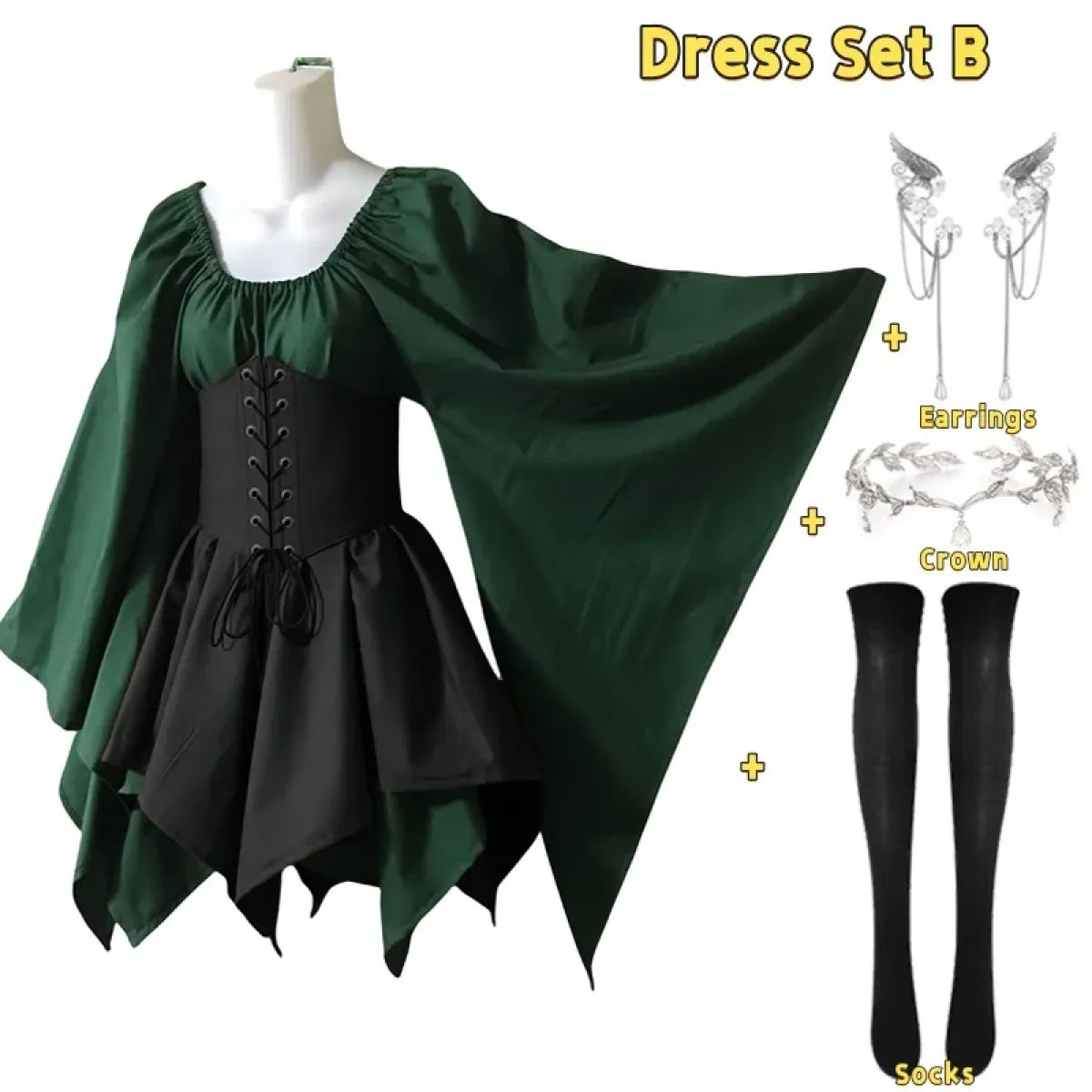 Gothic Elf Corset Dress – Medieval Fairy Lolita Cosplay