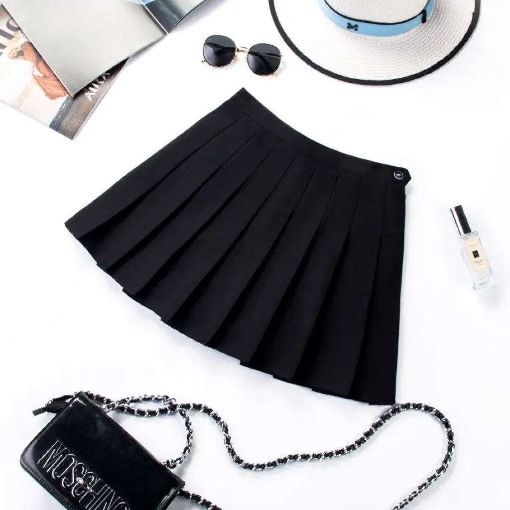 Plaid Preppy Skirt – Harajuku Pleated Mini High Waist Skirt